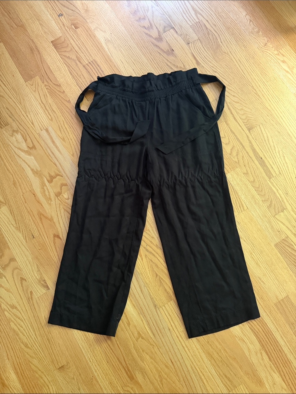 Jones New York Black Wide-Leg Cropped Tie-Waist Pants